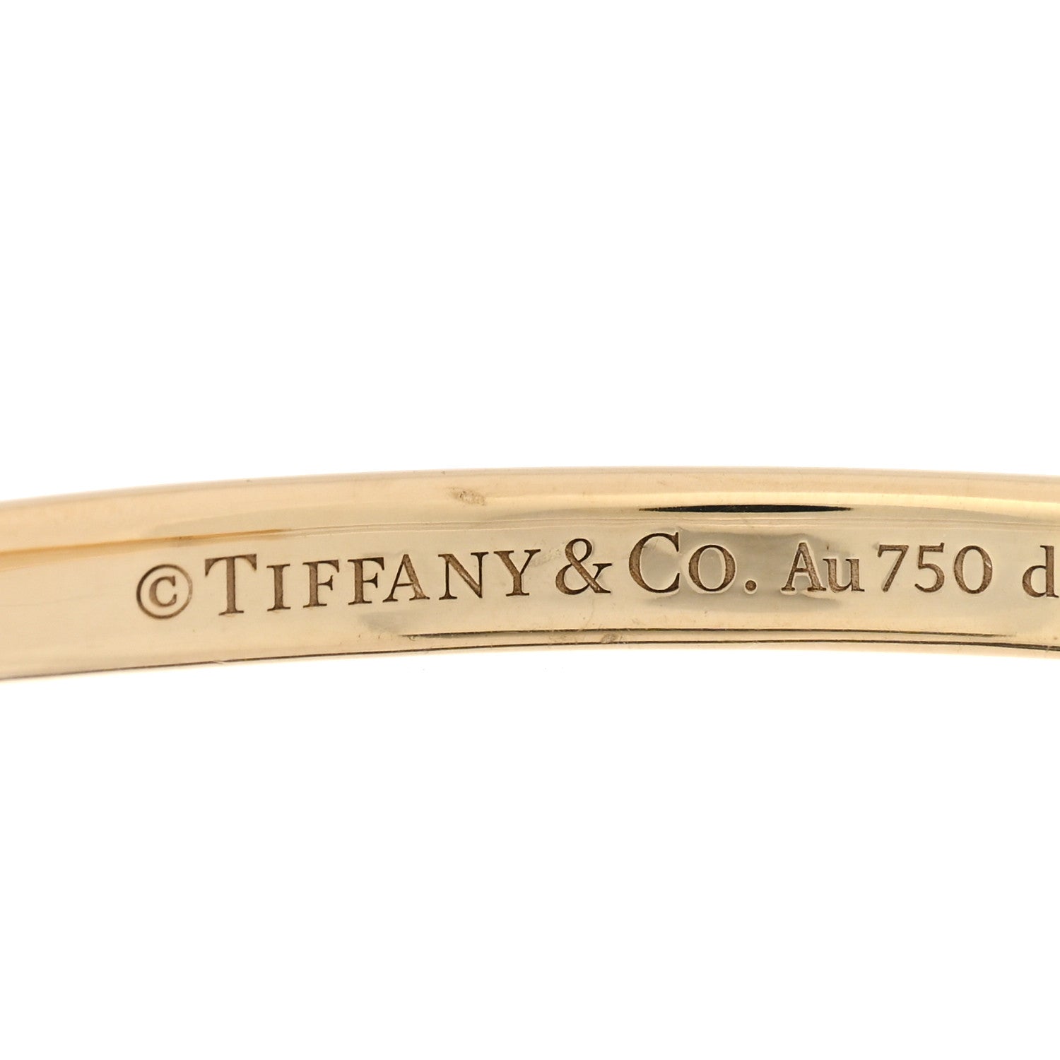 Tiffany 18K Yellow White Gold Diamond Narrow Tiffany Lock Half Pave Bangle Bracelet 4 of 5