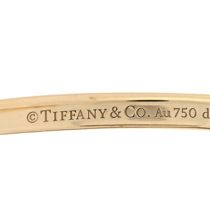 Tiffany 18K Yellow White Gold Diamond Narrow Tiffany Lock Half Pave Bangle Bracelet 4 of 5