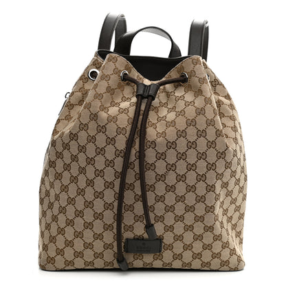 Gucci Monogram Dollar Calfskin O Drawstring Backpack Beige Ebony Testa di Moro Dark Chocolate 1 of 12