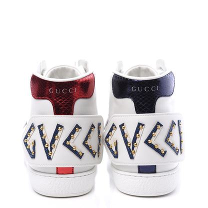 Gucci Calfskin Ayers Web Tiger GUCCI Removable Patches Mens Ace High Top Sneakers 5 White 7 of 11
