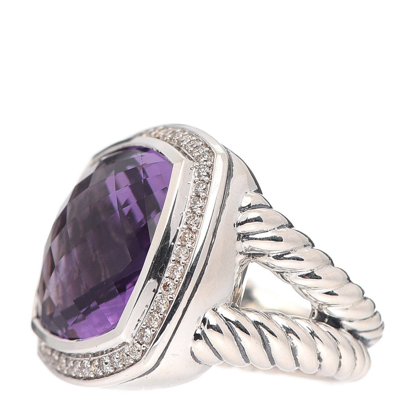 Sterling Silver Diamond Amethyst 17mm Albion Ring 51 5.75
