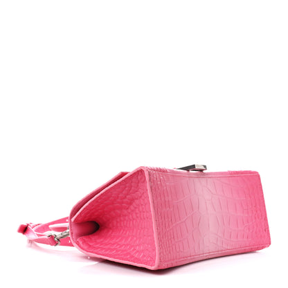 Balenciaga Calfskin Crocodile Embossed Degrade Small Hourglass Top Handle Bag Sweet Pink 4 of 15