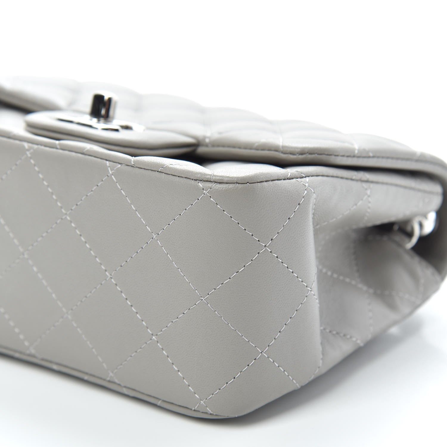 Chanel Lambskin Quilted Mini Square Flap Light Grey 9 of 10