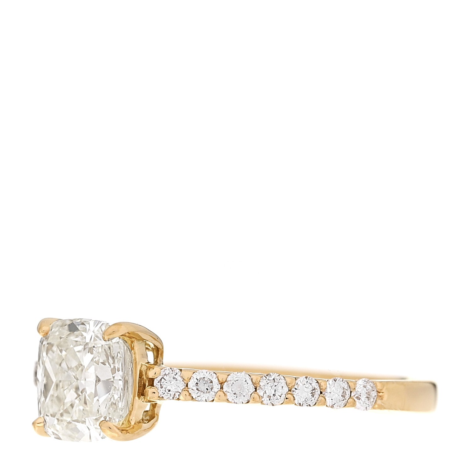 Parker & West by FASHIONPHILE 18K Yellow Gold Diamond 1.00ct Cushion Cut Pave Band Engagement Ring 51 5.75 3 of 10