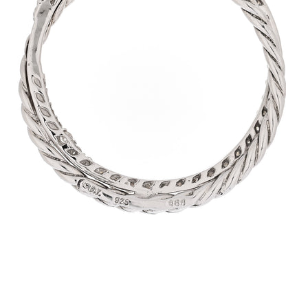 David Yurman Sterling Silver 14K White Gold Diamond Crossover Circle Pendant Necklace 6 of 6