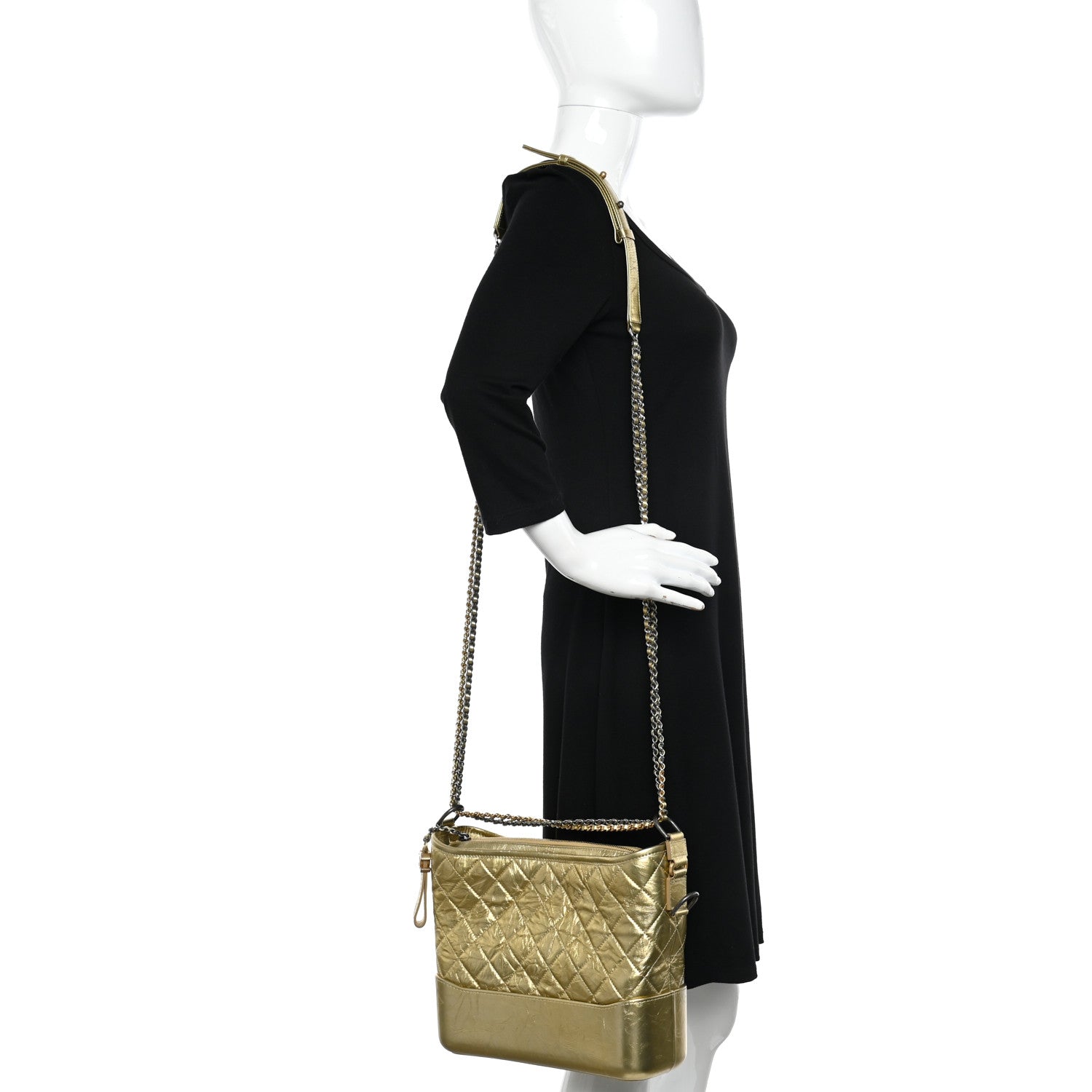 Chanel Metallic Aged Calfskin Quilted Medium Gabrielle Gold 2 of 10