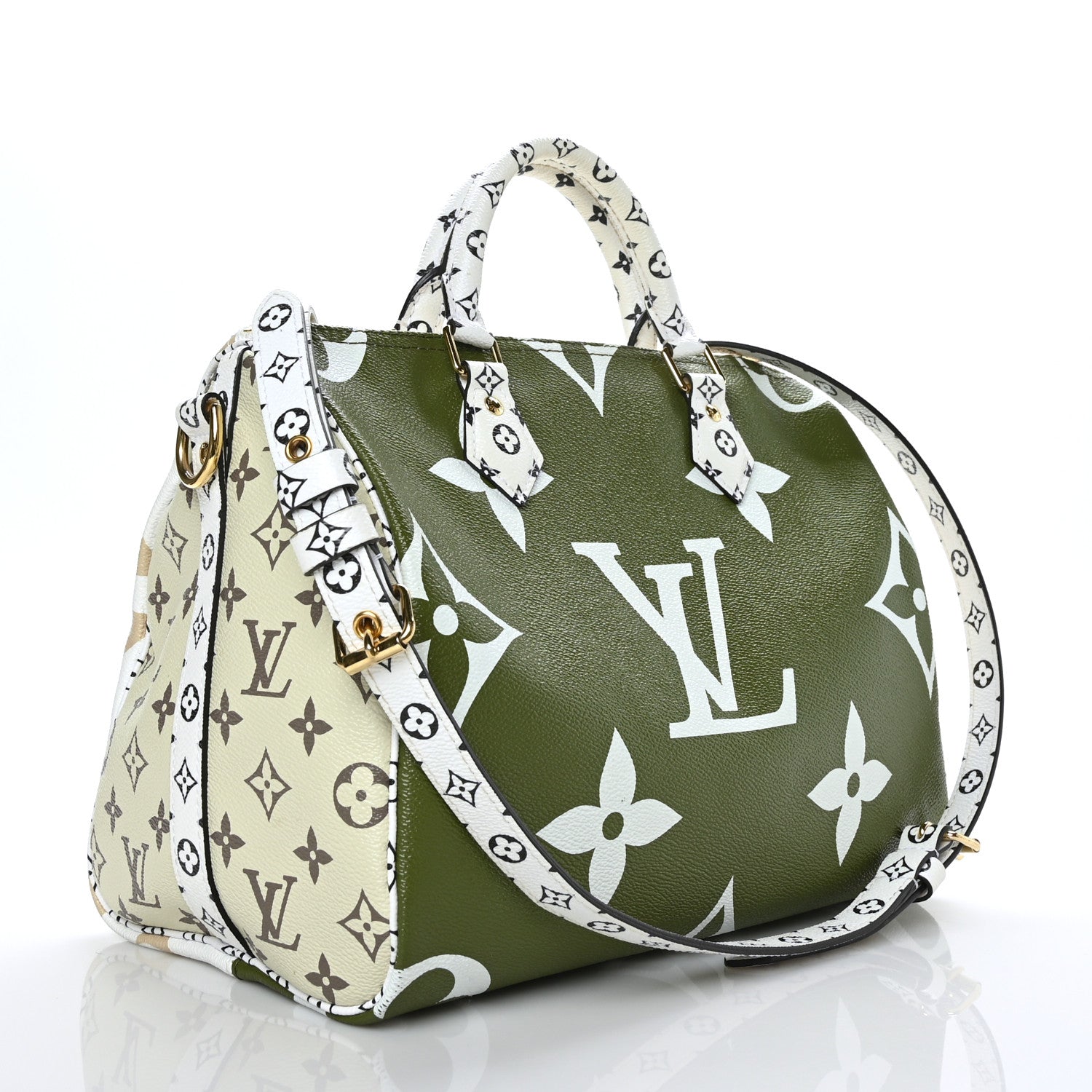 Louis Vuitton Monogram Giant Speedy Bandouliere 30 Kaki Beige 3 of 10