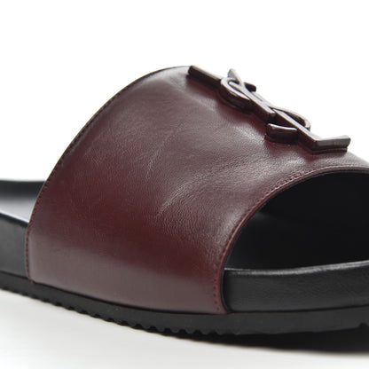 Saint Laurent Lambskin Joan Slide Sandals size 39 in Burgundy 11 of 20