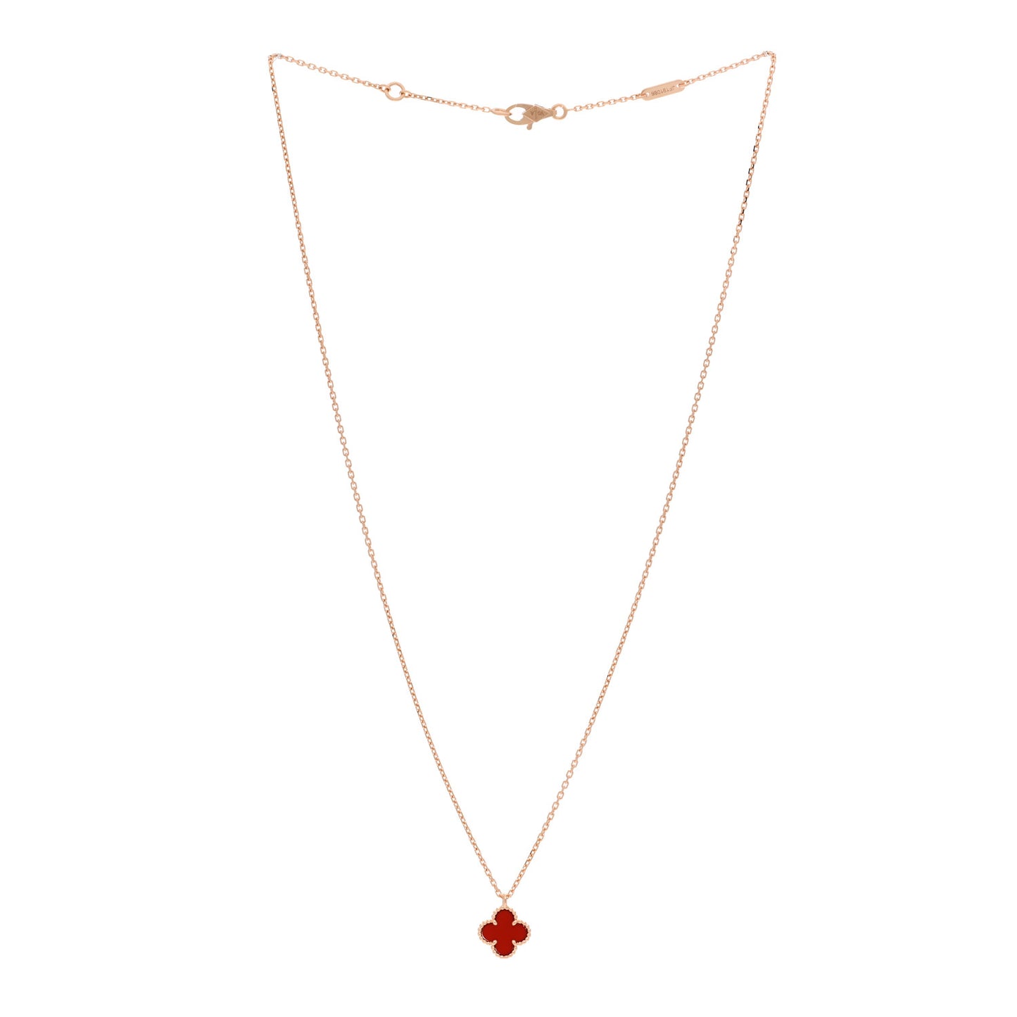 18K Rose Gold Carnelian Sweet Alhambra Pendant Necklace