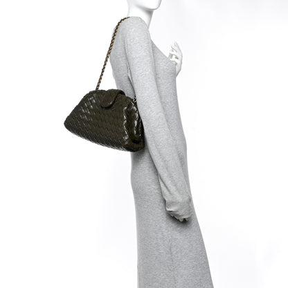 Bottega Veneta Nappa Intrecciato Teen The Lauren 1980 Clutch With Chain Khaki 2 of 10