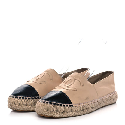Chanel Lambskin CC Espadrilles 40 Beige Black 3 of 11