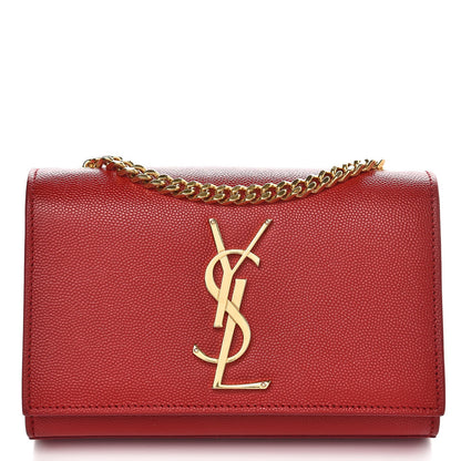 Saint Laurent Grain De Poudre Small Monogram Kate Satchel Red 1 of 10