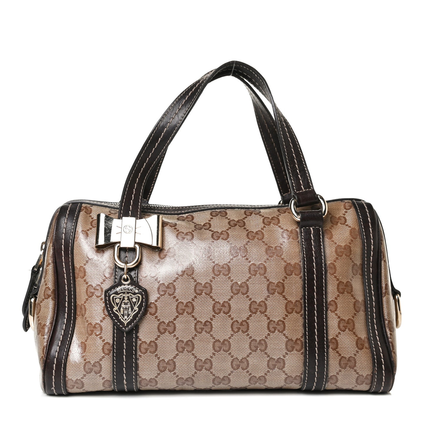 Crystal Monogram Duchessa Boston Bag Brown
