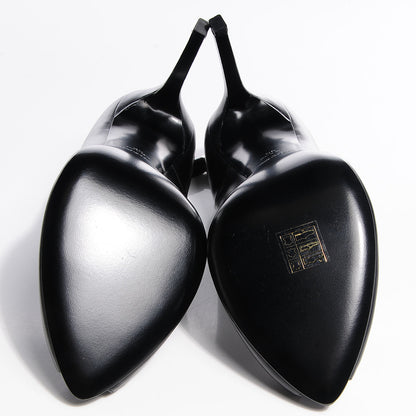 Saint Laurent Calfskin Paris 105 Peep Toe Escarpin Pumps 39 Black 5 of 7