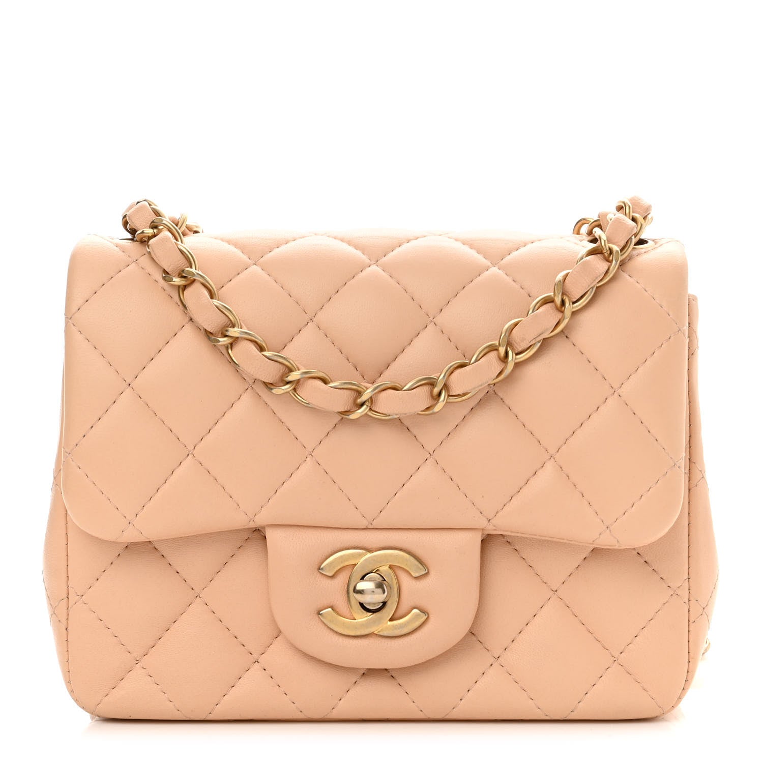 Chanel Lambskin Quilted Mini Square Flap Beige 1 of 10