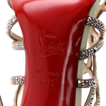Christian Louboutin Strass Suede Patent Circonvolu 100 Sandals Heels 38.5 Crystal 7 of 8