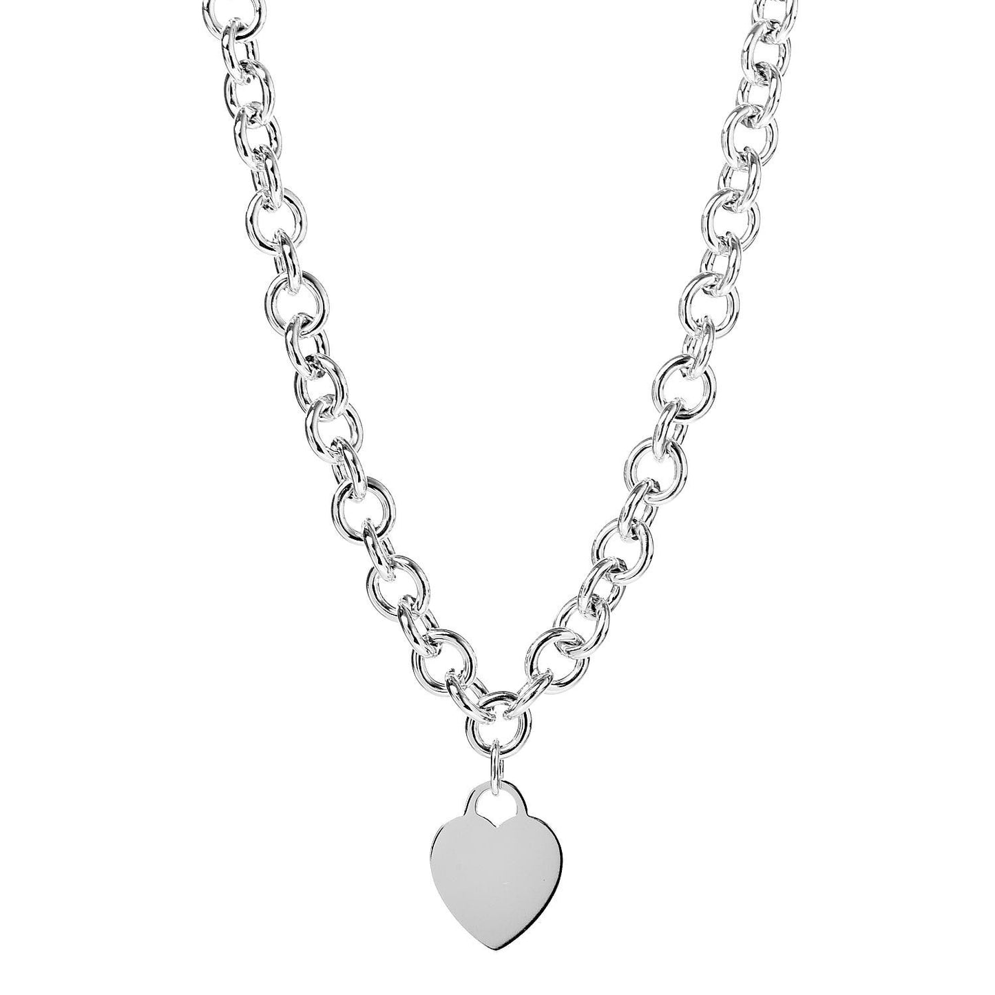Sterling Silver Heart Tag Necklace