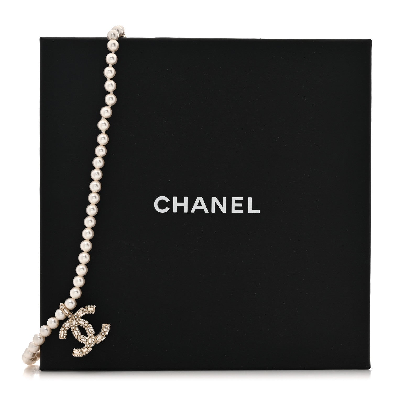 Chanel Pearl Crystal Baguette CC Short Necklace Gold 5 of 5