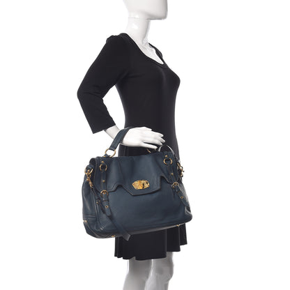 Miu Miu Cervo East-West Flap Satchel Blue 3 of 18