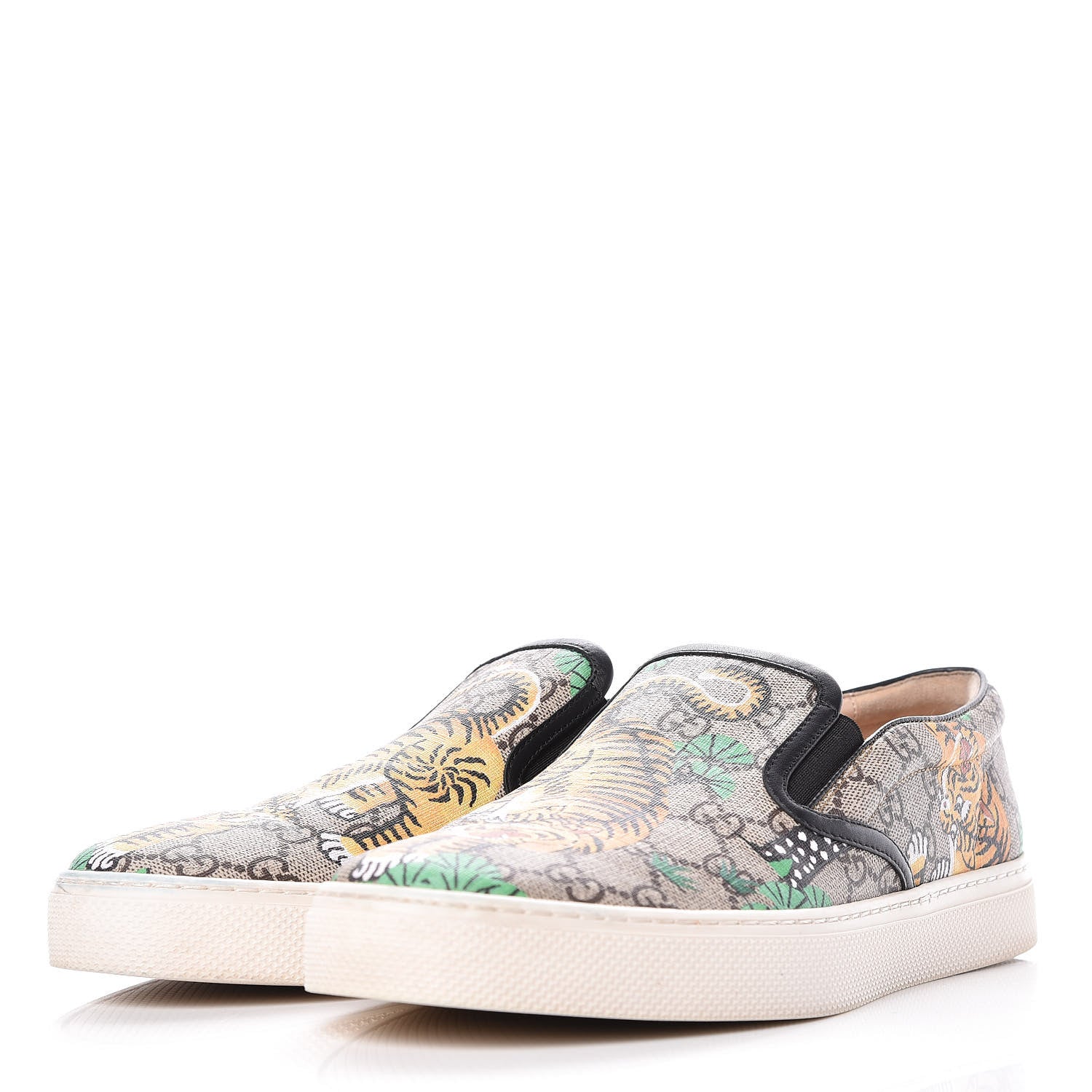 Gucci GG Supreme Monogram Bengal Mens Dublin Slip On Sneakers 8 Beige Yard 3 of 13