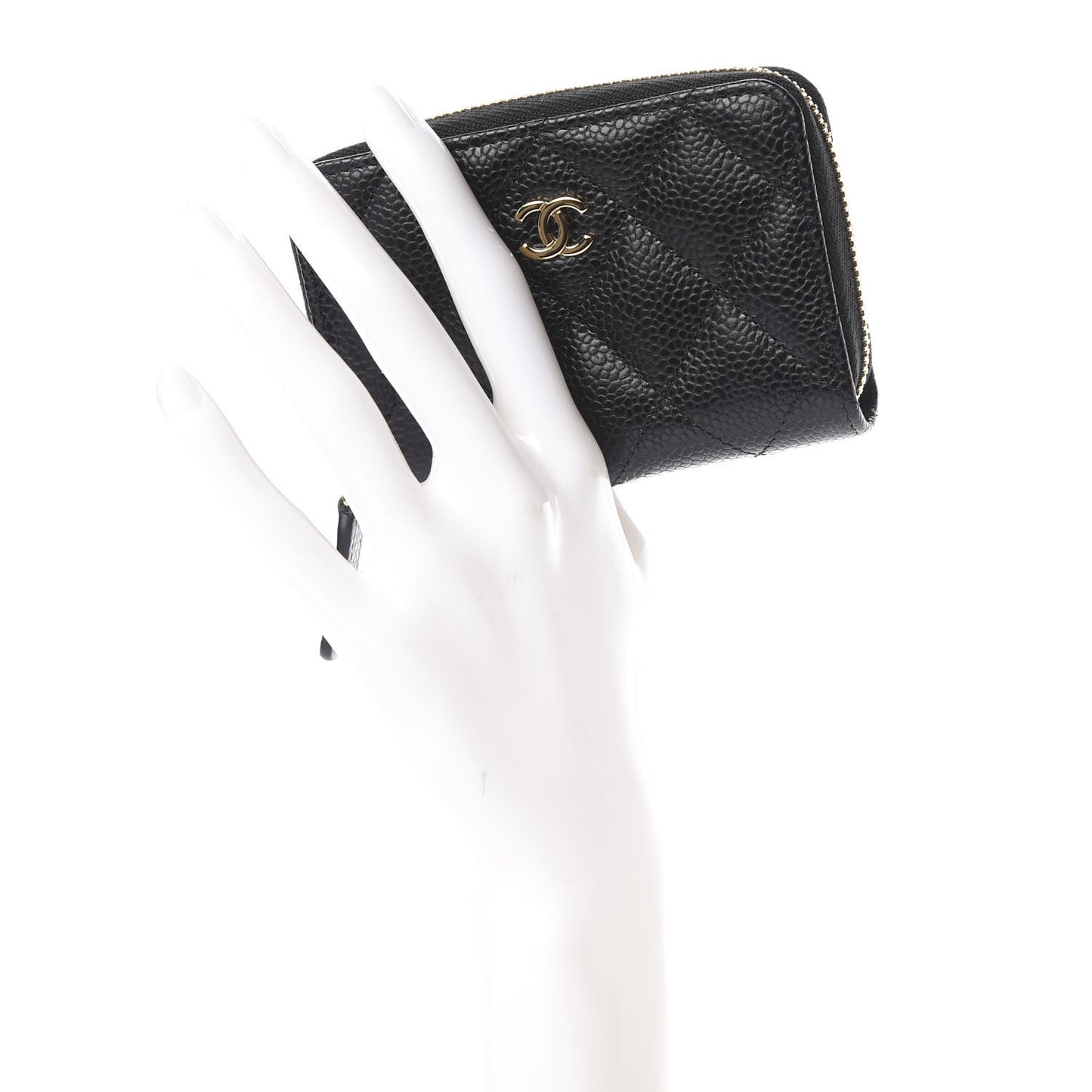 Caviar Quilted Zip Coin Purse Black