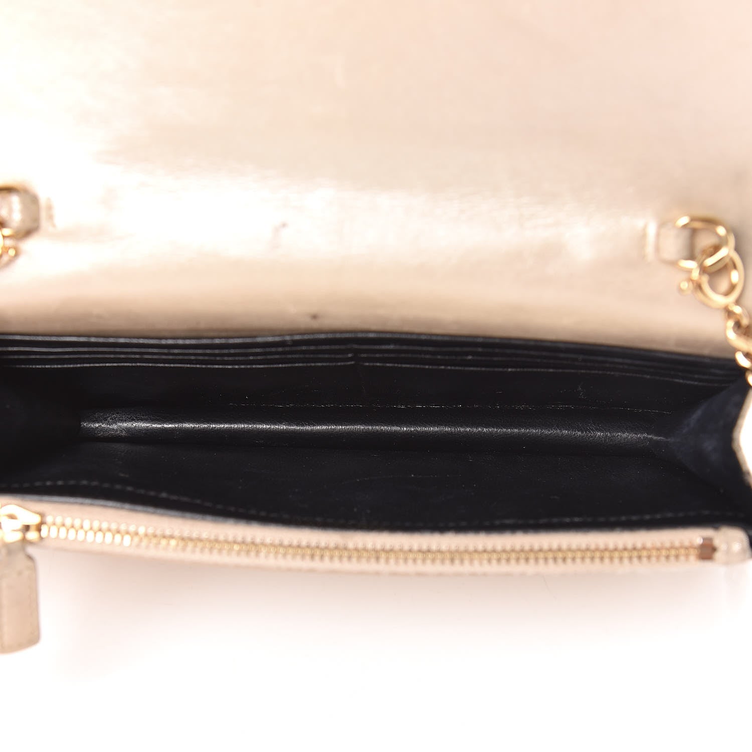 Saint Laurent Metallic Fabric Monogram Envelope Chain Wallet Light Gold 5 of 18