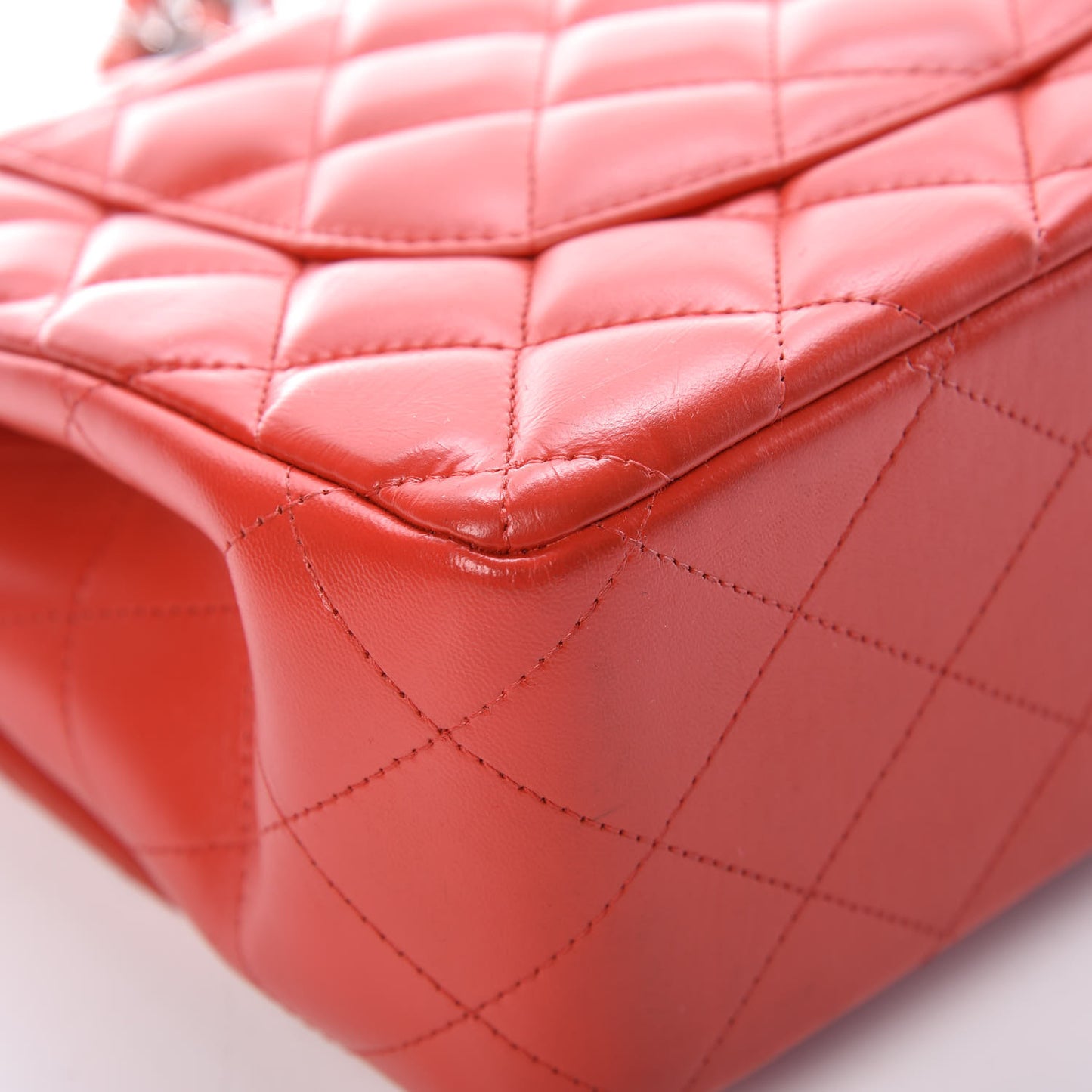 Lambskin Quilted Jumbo Double Flap Red
