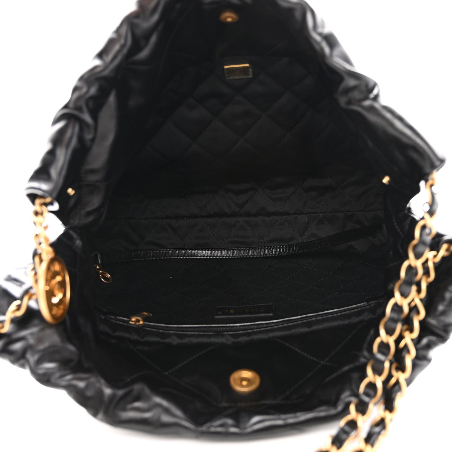 Shiny Calfskin Quilted Small Chanel 22 Black
