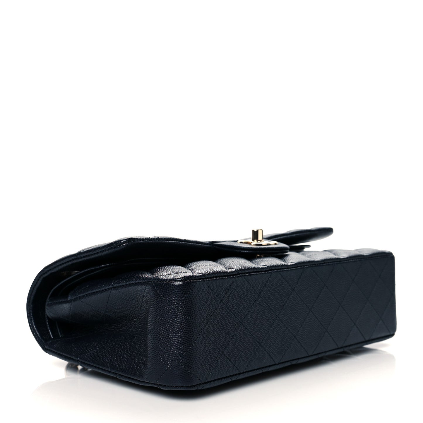 Caviar Quilted Medium Double Flap Navy
