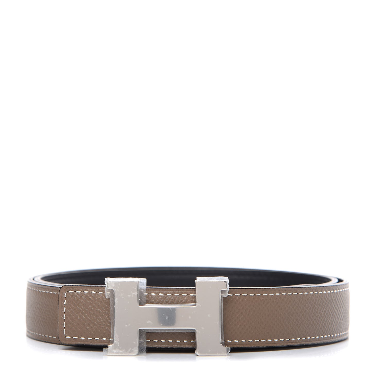 Box Epsom 24mm Mini Constance H Belt 85 Black Etoupe