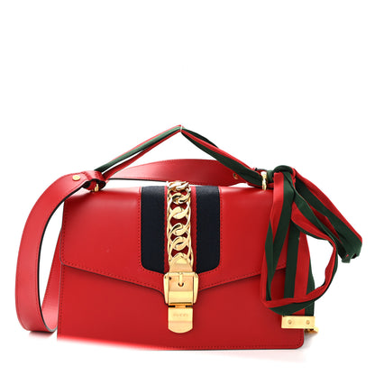 Gucci Calfskin Small Sylvie Shoulder Bag Hibiscus Red 1 of 10