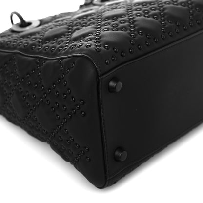 Christian Dior Matte Calfskin Cannage Studded Medium Supple Lady Dior Ultra Black 9 of 12