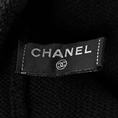 Chanel Cashmere CC Beanie Hat Black Gold 5 of 5