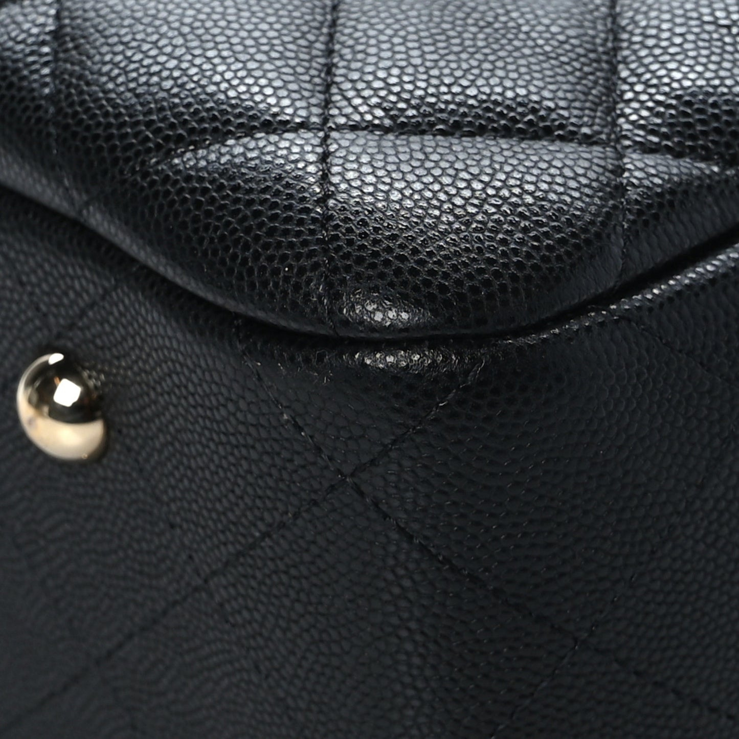 Caviar Quilted Large Shopping Tote Black