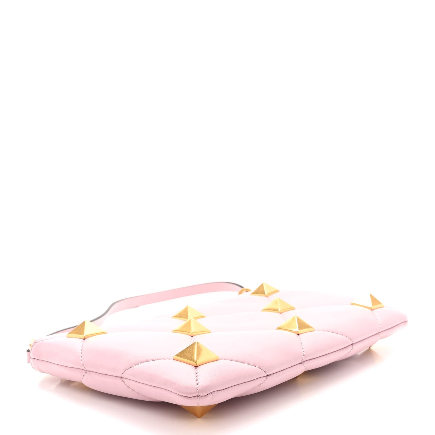 Nappa Quilted Roman Stud Zip Pouch Water Lilac
