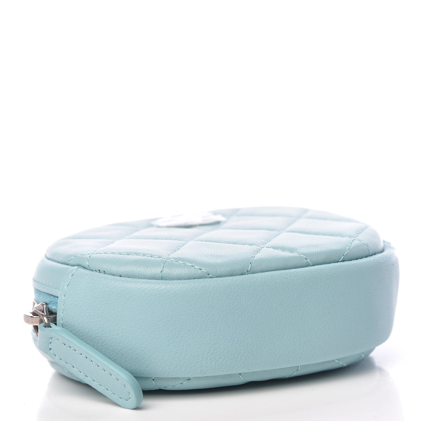 Lambskin Quilted Zip Around Classic Coin Purse Light Blue