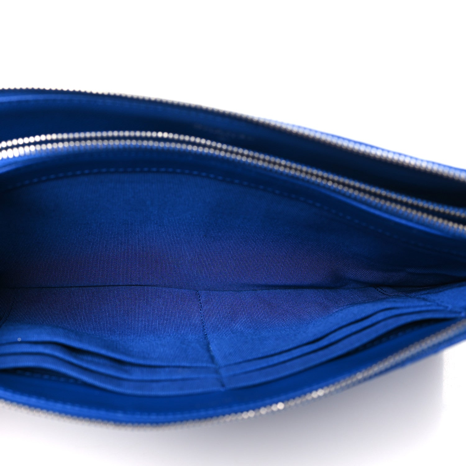 Chanel Caviar Chevron Quilted Small Zipped Pouch Blue 5 of 9