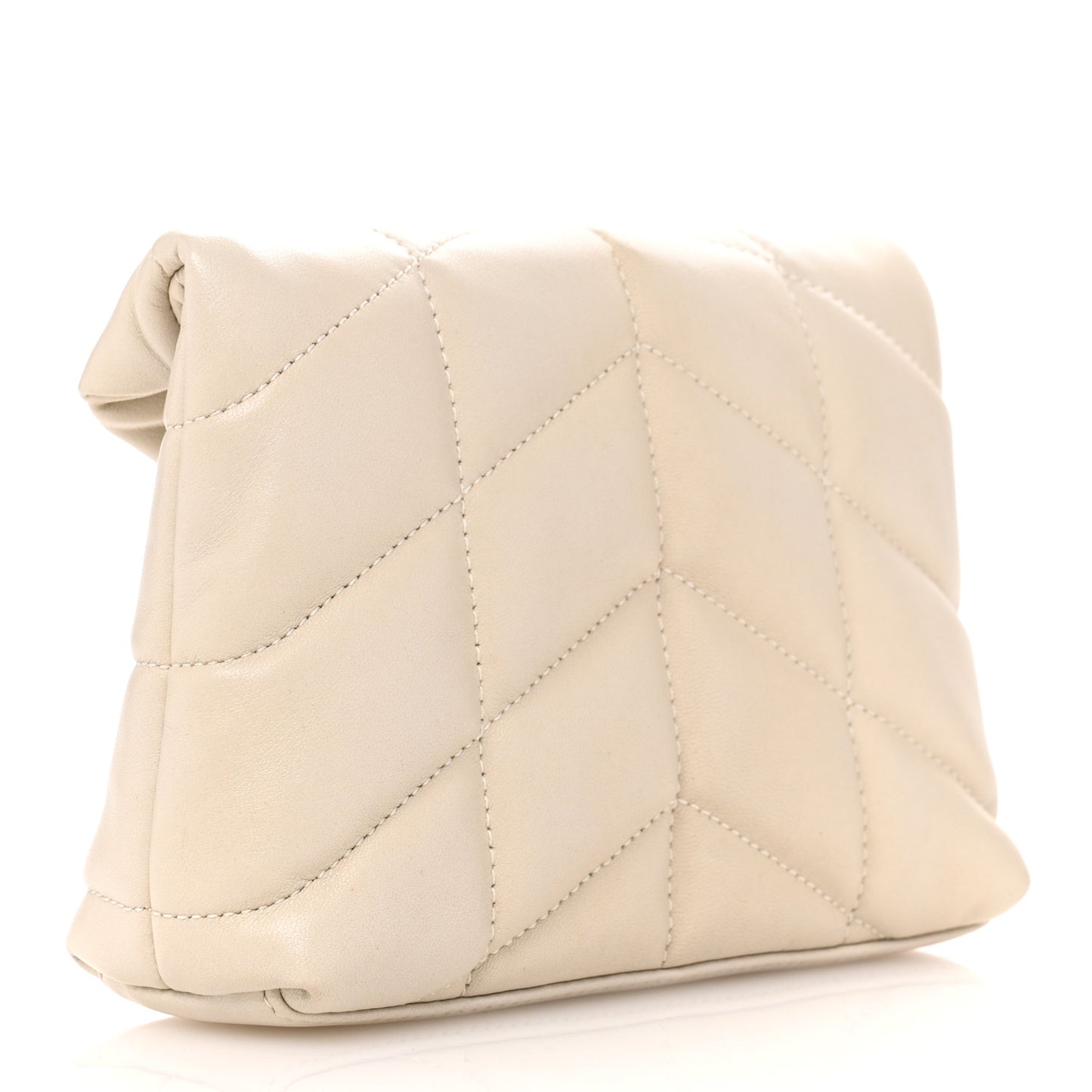 Lambskin Monogram Loulou Puffer Pouch Clutch Crema Soft