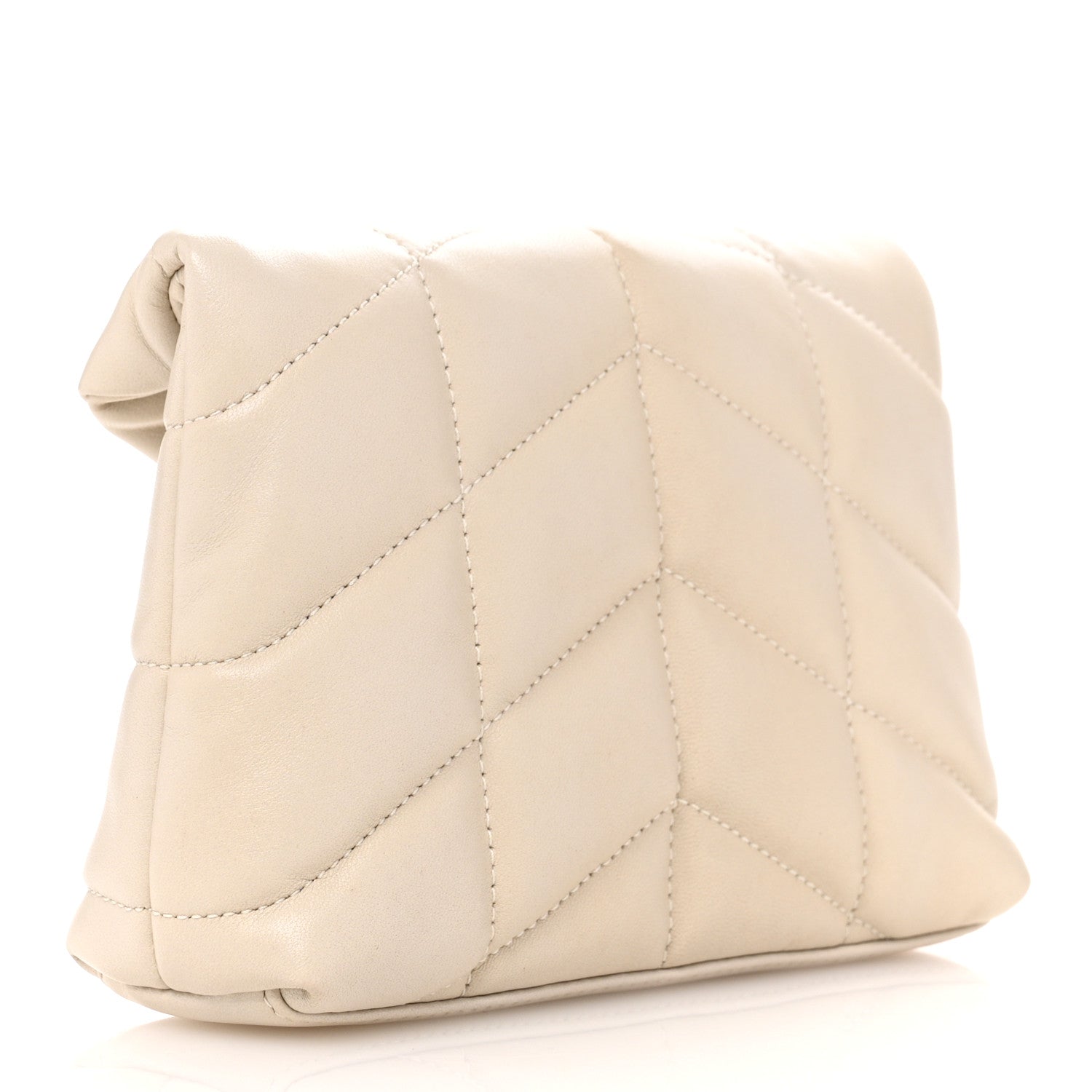 Saint Laurent Lambskin Monogram Loulou Puffer Pouch Clutch Crema Soft 4 of 9
