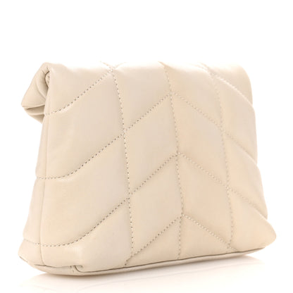 Saint Laurent Lambskin Monogram Loulou Puffer Pouch Clutch Crema Soft 4 of 9