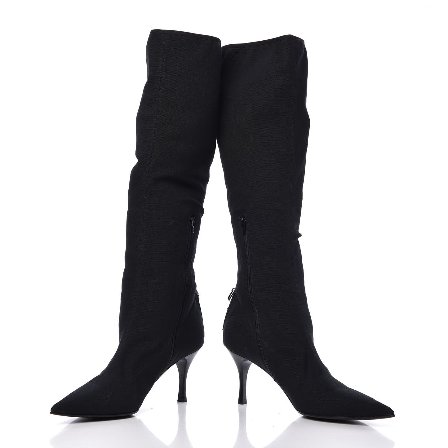Canvas D Ring Tall Boots 38 Black