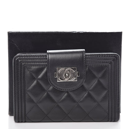 Chanel Lambskin Quilted Boy Large Zip Pocket Wallet Black 10 of 10