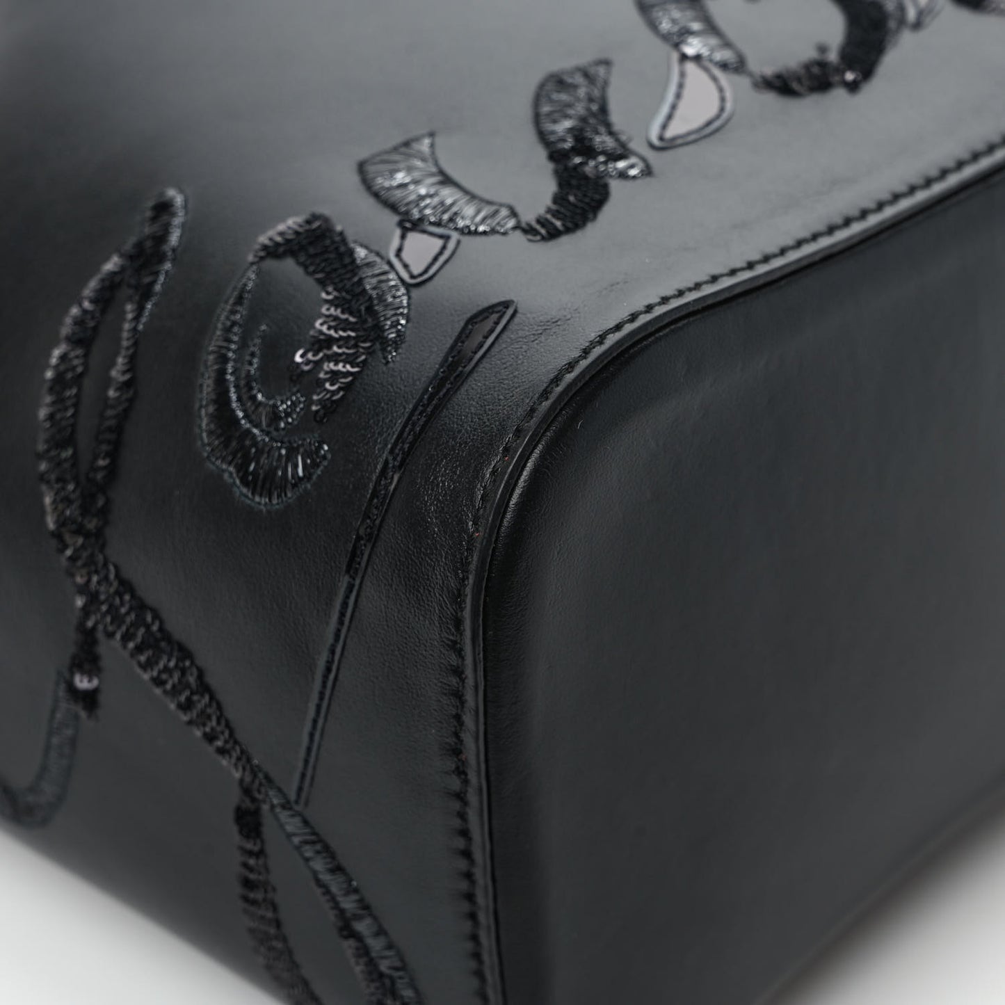 Calfskin Paris Marie Jane Logo Backpack Black