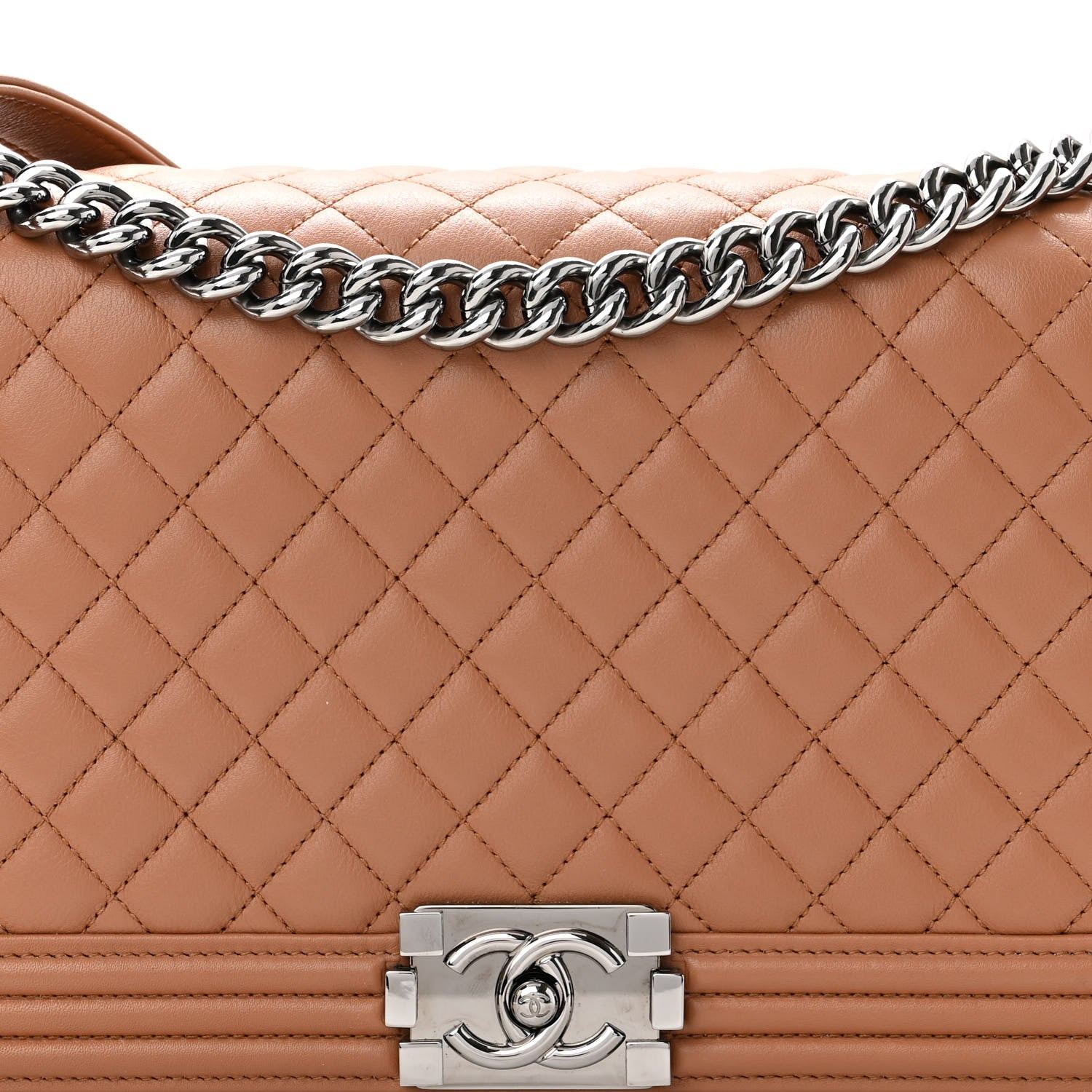 Chanel Calfskin Quilted New Medium Boy Flap Dark Beige 8 of 10