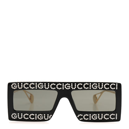 Gucci Acetate Crystal Mask-Frame Sunglasses GG0431S Black 2 of 7