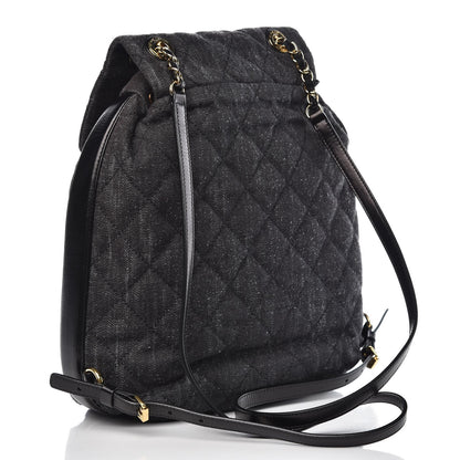 Chanel Denim Calfskin Quilted Backpack Dark Grey Black 3 of 8
