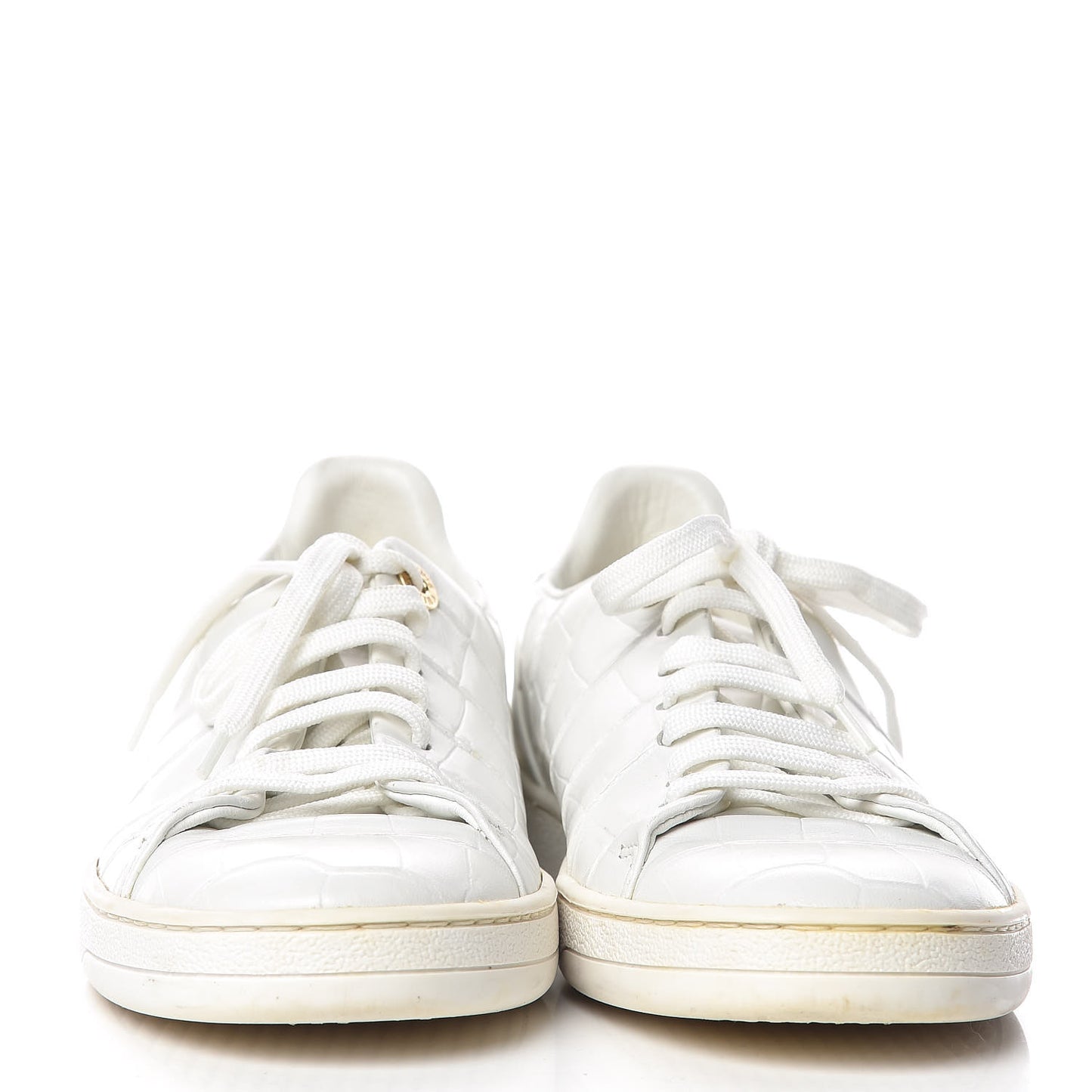 Calfskin Crocodile Embossed Frontrow Sneakers 36.5 White