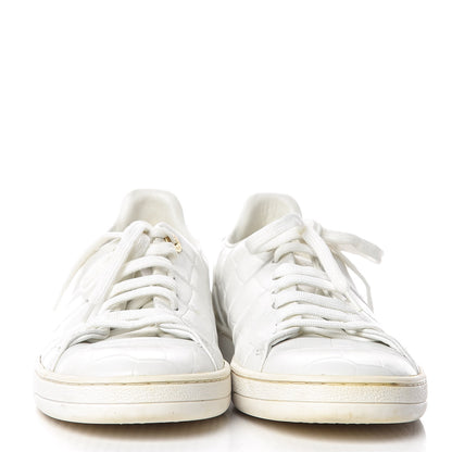 Louis Vuitton Calfskin Crocodile Embossed Frontrow Sneakers 36.5 White 2 of 9