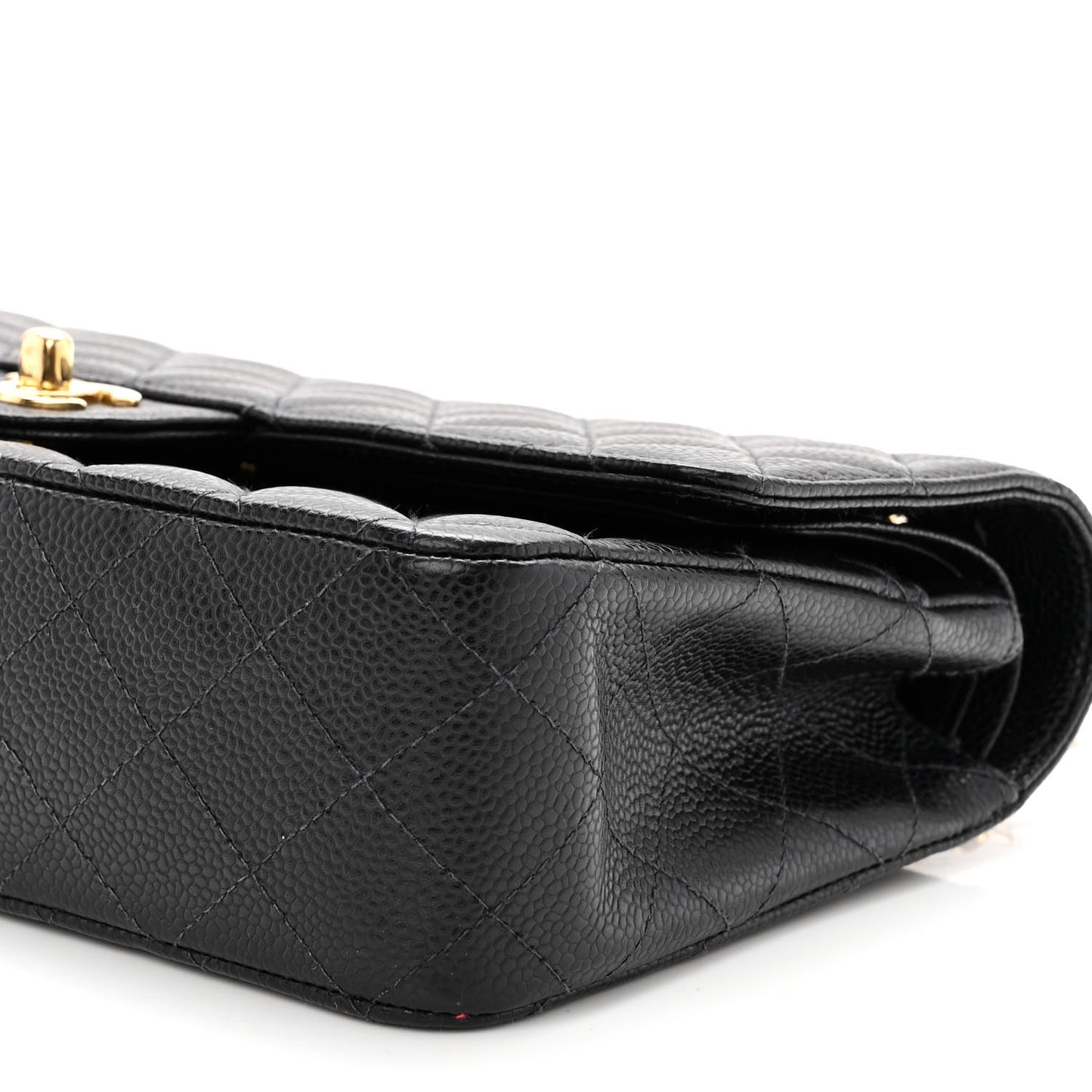 Caviar Quilted Medium Double Flap Black