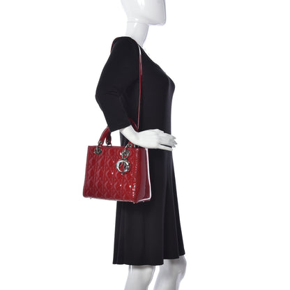 Christian Dior Patent Cannage Medium Lady Dior Red 2 of 11